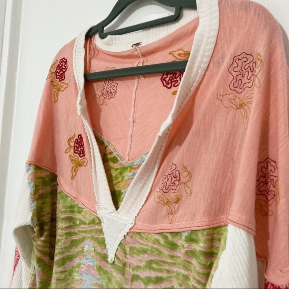 Free People Wherever Tee Floral Combo Size XS NWOT - Picture 4 of 12